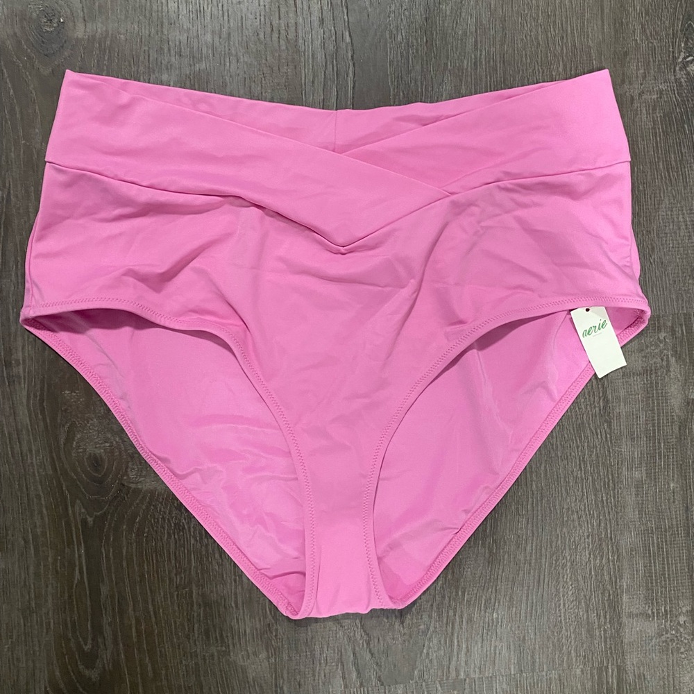 Aerie NWT pink crossover high waisted full coverage bikini bottoms XXL